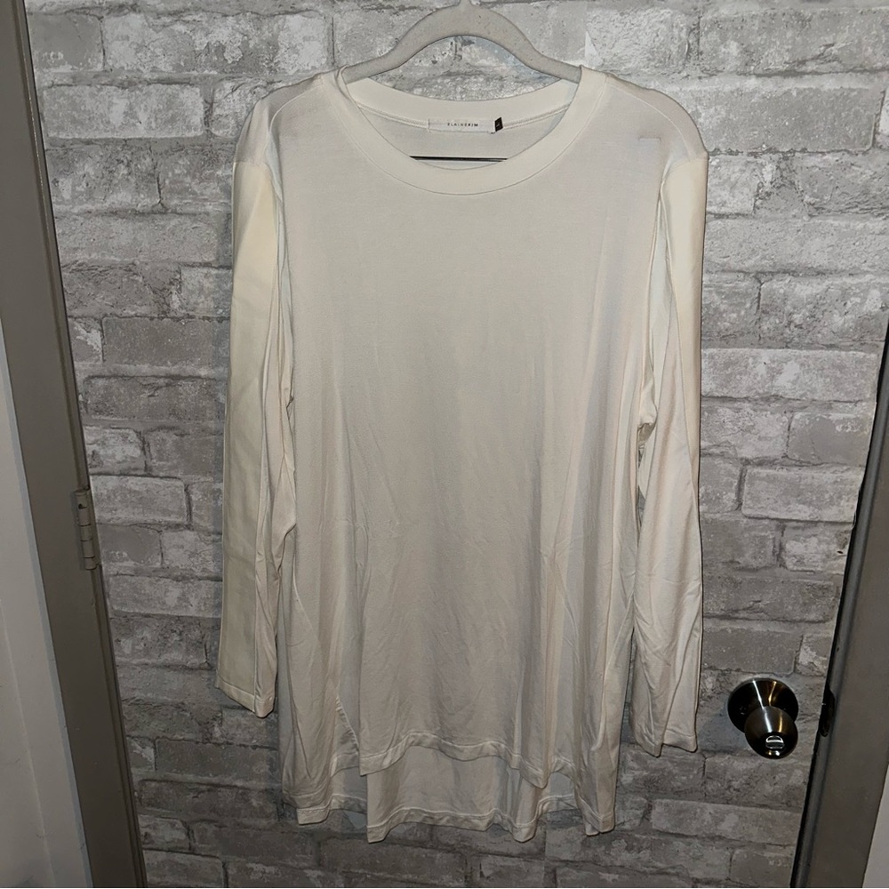 Women's Elaine Kim hi /low hem long sleeve top sz L #F1